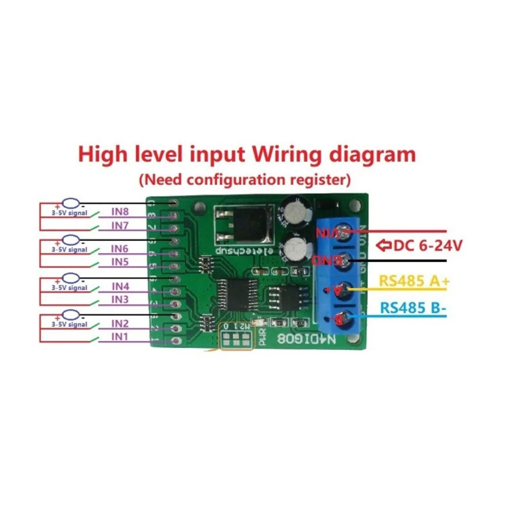 8Ch Input/Output Digital Switch TTL LvTTL CMOS RS485 IO Control Module Modbus Rtu Board for PLC Relay, (with Pin)