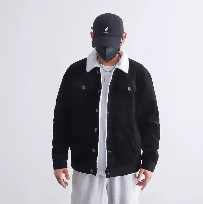 

Lamb Fleece Parkas Men Autumn Winter Thickened Cotton Parkas Clothing Men Fleece Workwear Fleece Retro Light Core Fleece Jacket