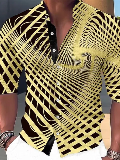 

Loose Fit Men's Long Sve irt 3D Printed Spor Sle Breathable hine Waable Acetate Fiber Thin Material Autumn Season