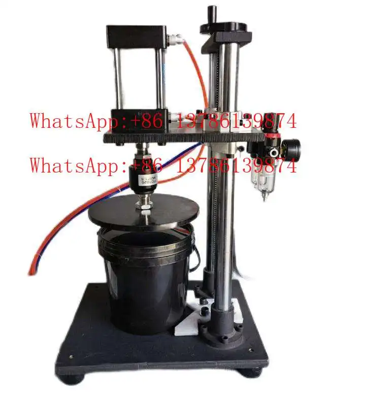 Prasa do uszczelniania pokryw beczek na farby 1-5L, półautomatyczna, do beczek z aluminium i miękkiego plastiku.