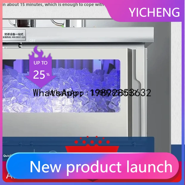 ZBJ  Crescent-Shaped Ice Maker Fully Automatic Blue Light Bar Counter Ice Cube Maker