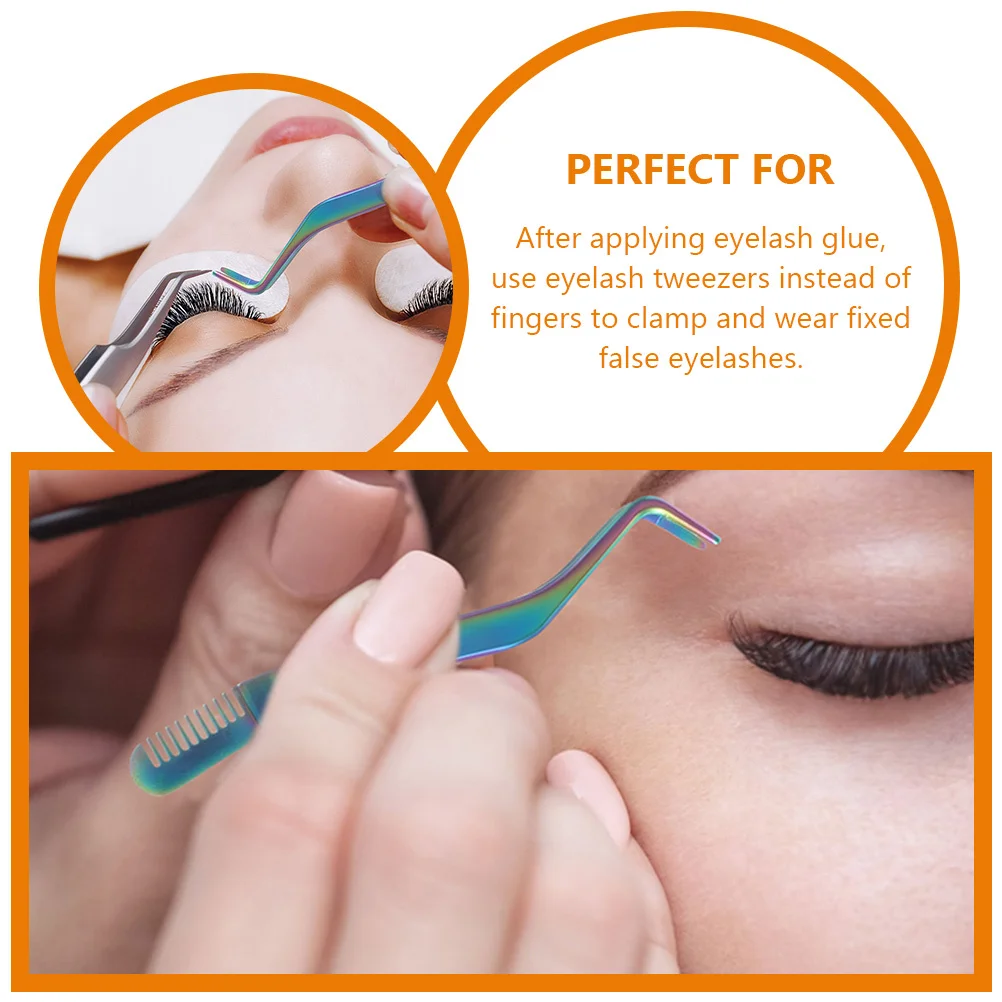 

2Pcs Professional Eyelash Tweezer Lash Separator Tool Useful for False Lashes and Eye Makeup Lash Separator Tool