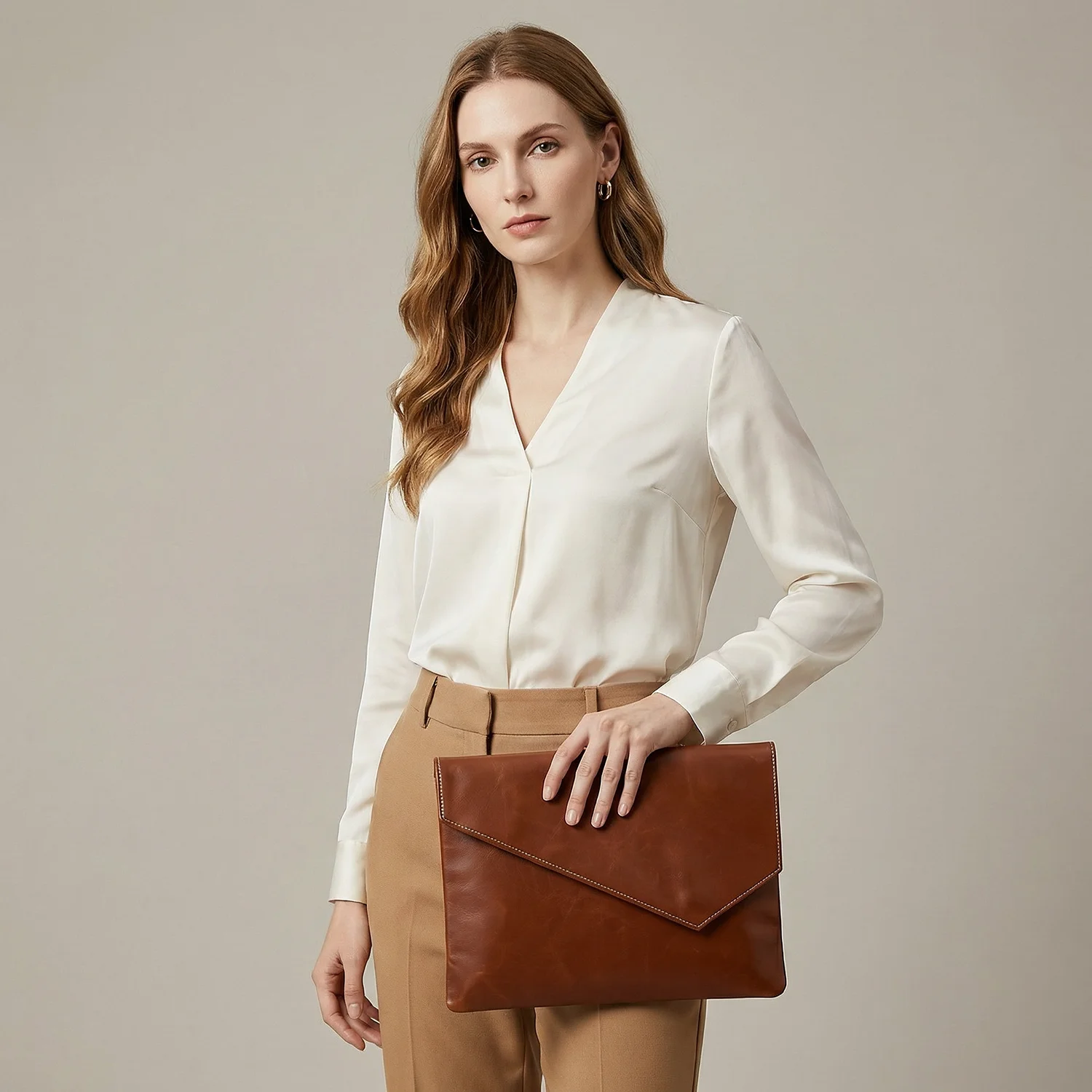 

Brand Vintage pu Leather 13.5" Business Clutch Envelope Bag Documents Certificate Laptop Sleeve Case Office File Folder