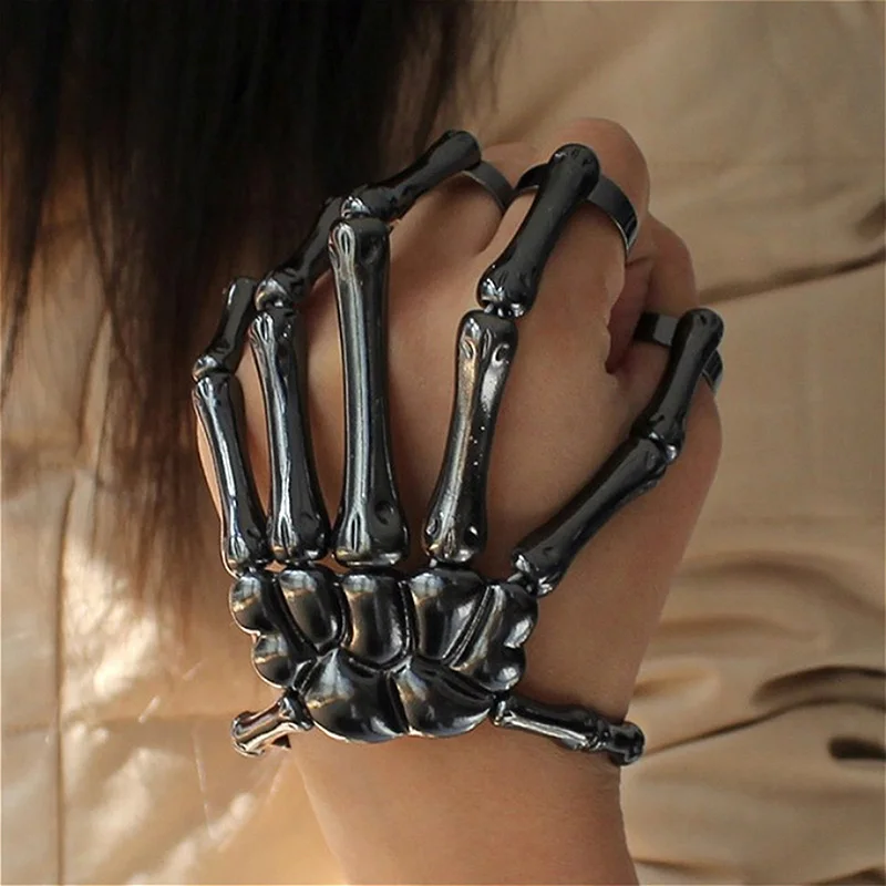 Steam Punk Bracelet Gothic Hand Skull Skeleton Adjustable Bangles Jewelry