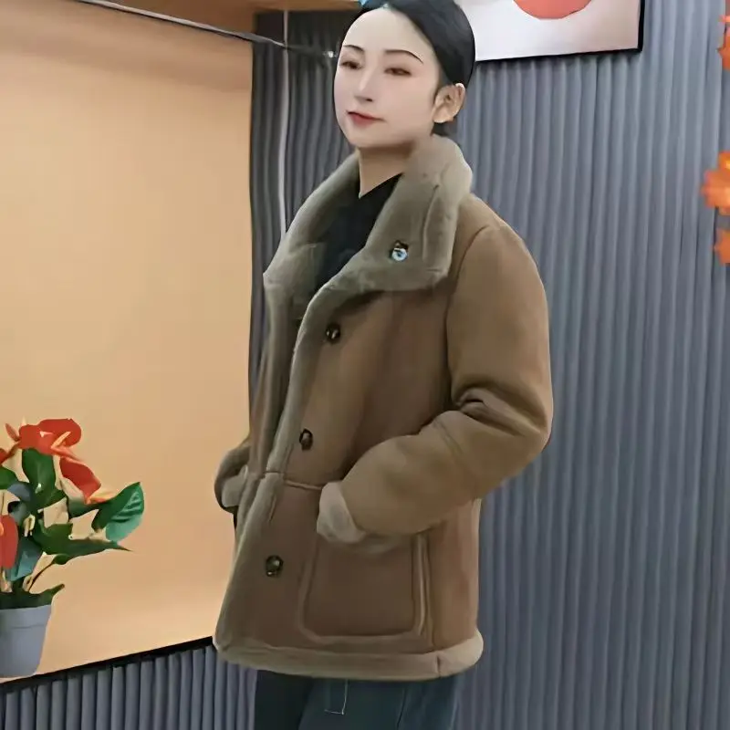 신상 고급 중년 여성 의류 겨울 퍼 양면 울 코트 두꺼운 루즈핏 다용도 탑 인조 퍼 재킷