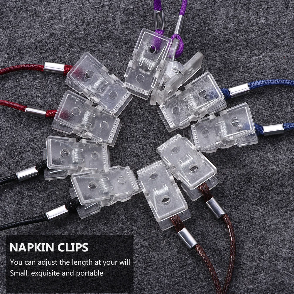 

10 pcs 1 Set Adjustable Napkin Clips Small Portable Environmentally Friendly Practical For Many Occasions Napkin Clip