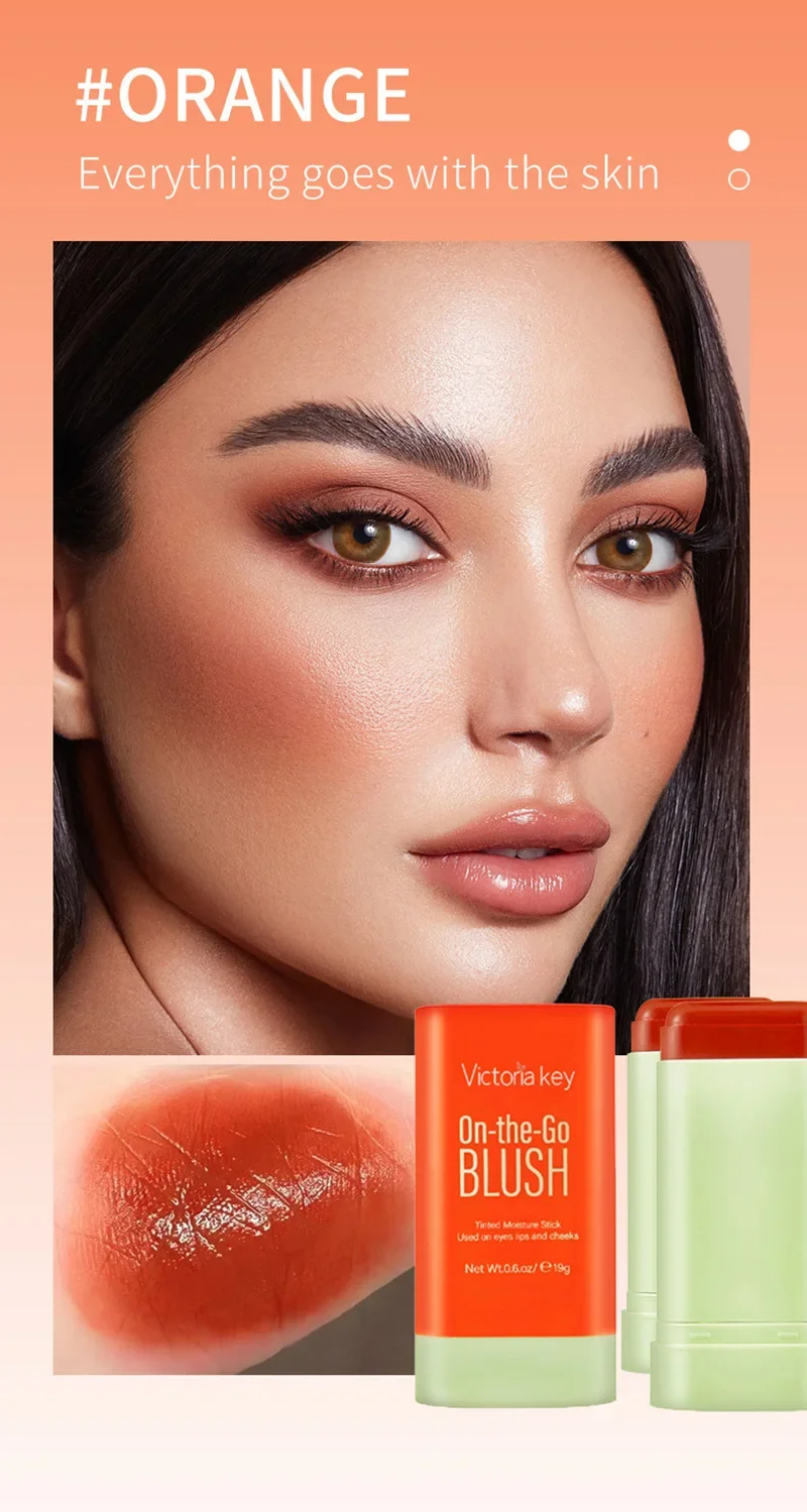 Multifunctionele Blush Stick Natuurlijke Wang Gezicht Rouge Blusher Crème Aanhoudende Hoge Kleurweergave Verhelderende Huidskleur Waterdicht