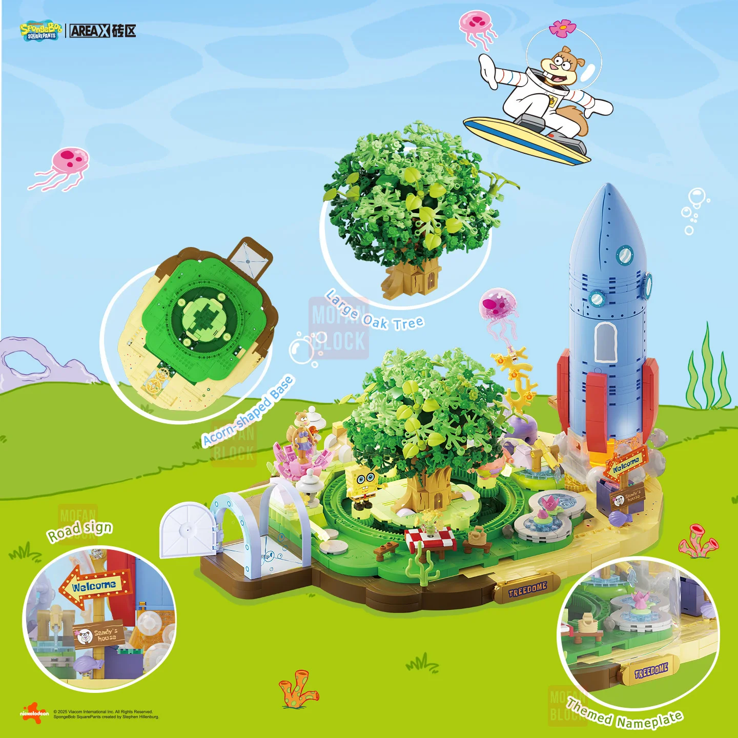 AREA-X SpongeBob SquarePants Sandy's Treedome Scena Architektoniczna Model Klocki Konstrukcyjne Zabawka z Kreskówki Cegła Dekoracja Domu Prezent Świąteczny
