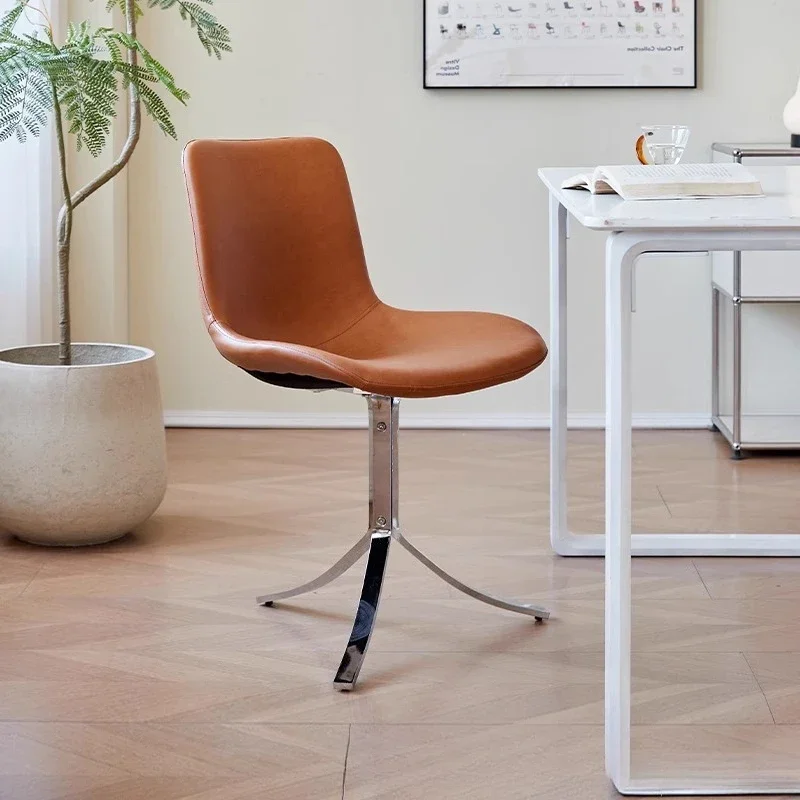 Medieval dining chair, home Nordic light luxury desk retro negotiation backrest stool, small apartment medieval leather chair