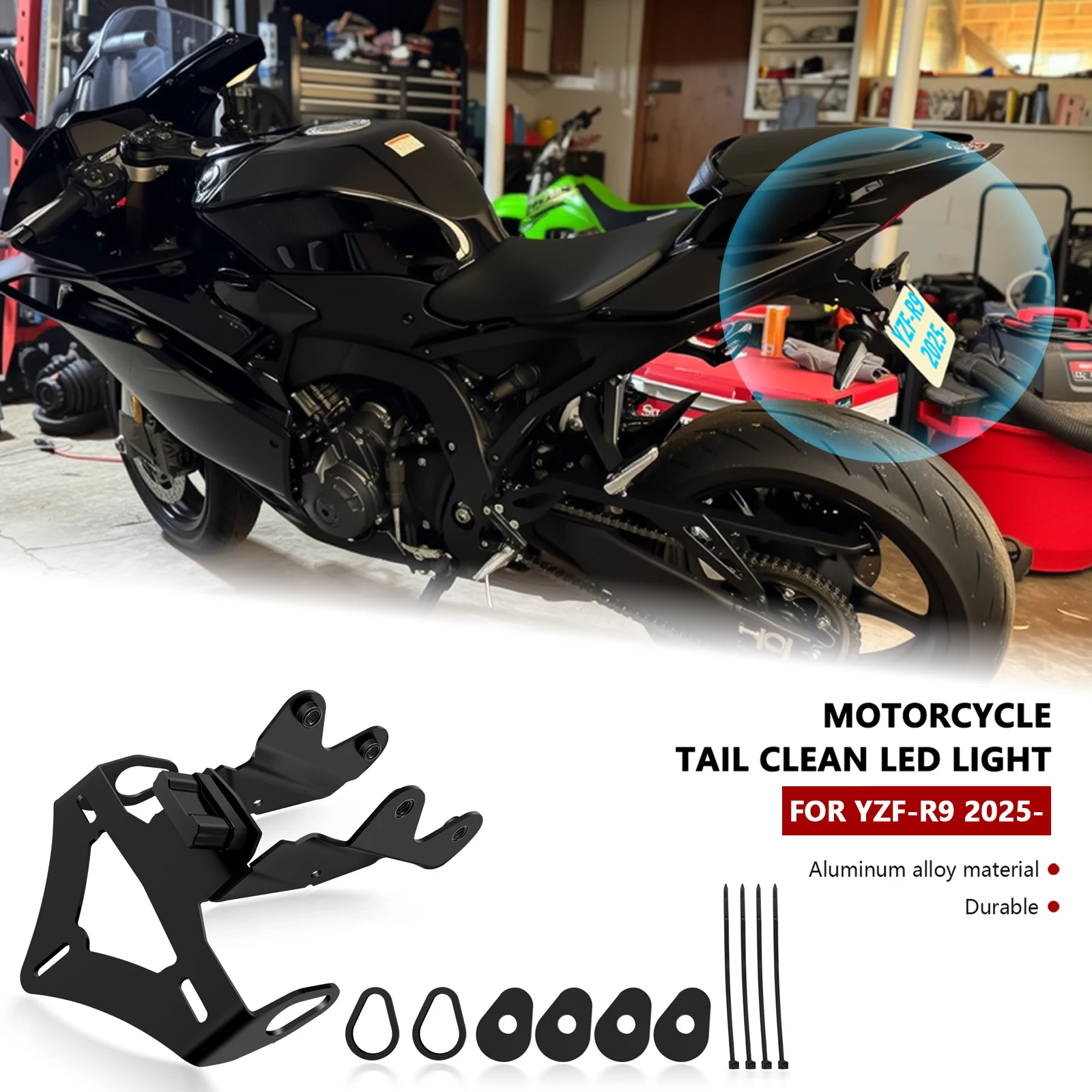 

Кронштейн для номерного знака на заднее крыло мотоцикла, держатель номерного знака, рамка-держатель для YZFR9 2025 R9 2025 YZF-R9