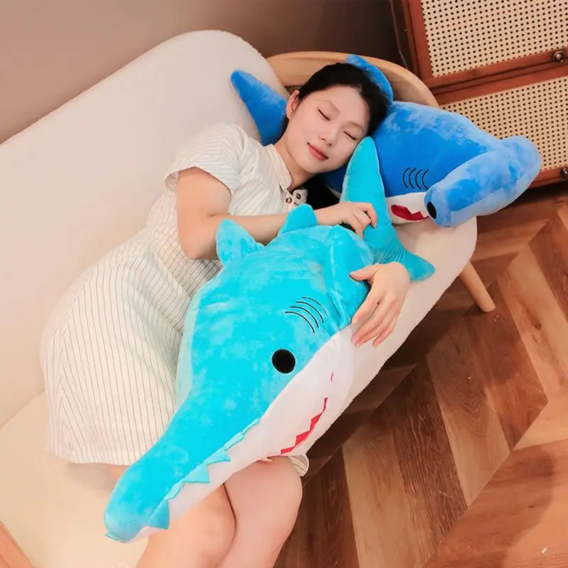 Shark Toys Stuffed Shark For Bed Realistic Shark Hugging Pillow Toy Shark Warm Plush Soft Shark Rag Doll For Bed Chair