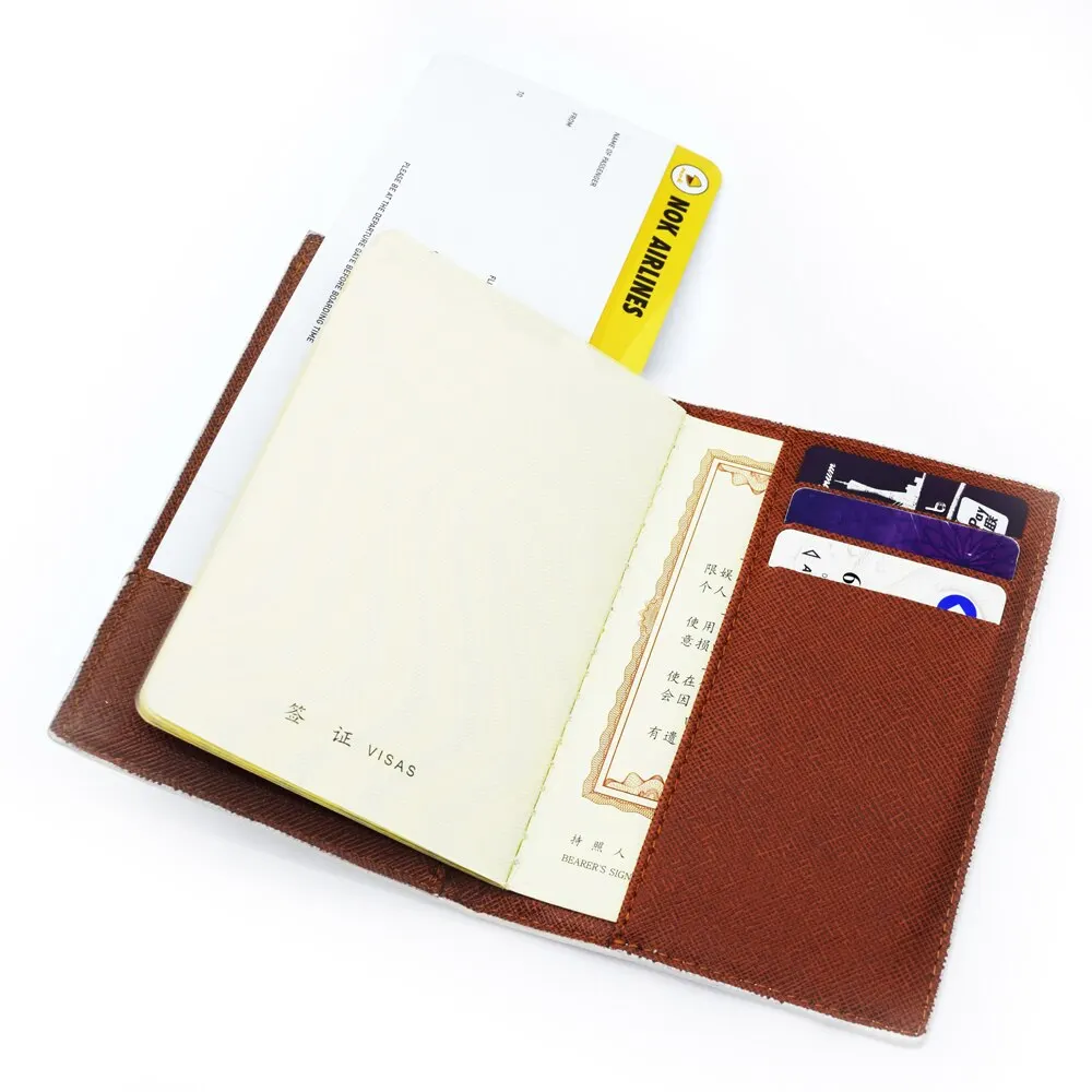 PU Leather Passport Holder Pasport Case Travel Document Holder Women ID Card Wallet