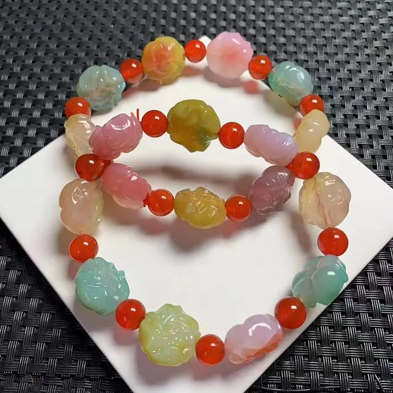 

Natural Yanyuan Flower Female Single Circle Color Agate Bracelet Girlfriends Jewelry