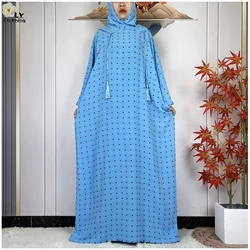 New Style Women Ramadan Prayer Clothes 2024 Dubai Turkey Islamic Clothing Casual Loose Robe Muslim Two-Hat Abaya Woman Dress