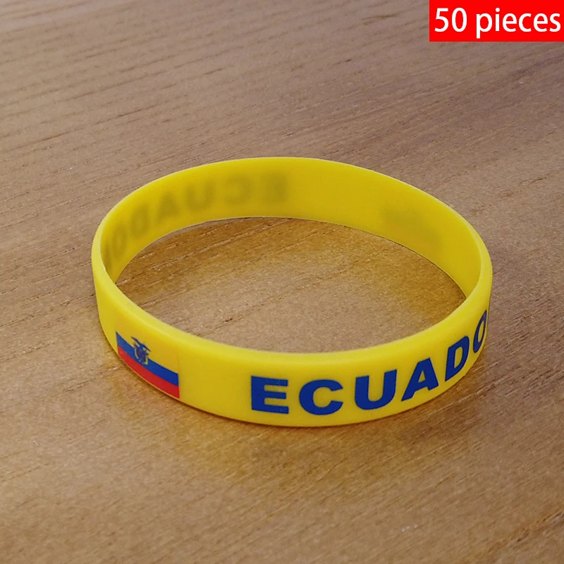 

Wholesale Customized 50pcs Ecuador National Flag Wristband Sport Silicone Bracelet Rubber Band Commemorative Fashion Accessory