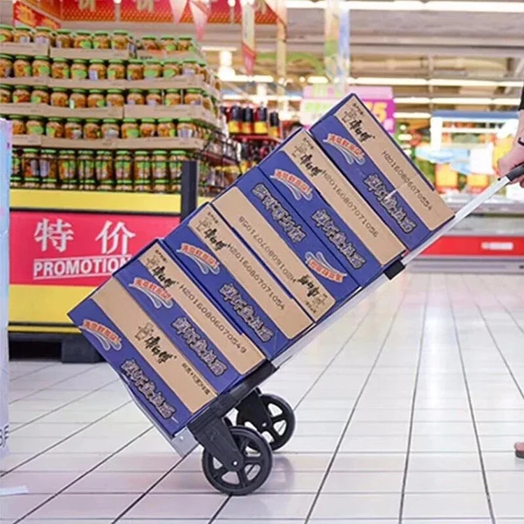 60Kg Capacity Heavy Duty 2 Wheels Aluminum Hand Shopping Dolly Portable Folding Hand Trolley Truck Cart