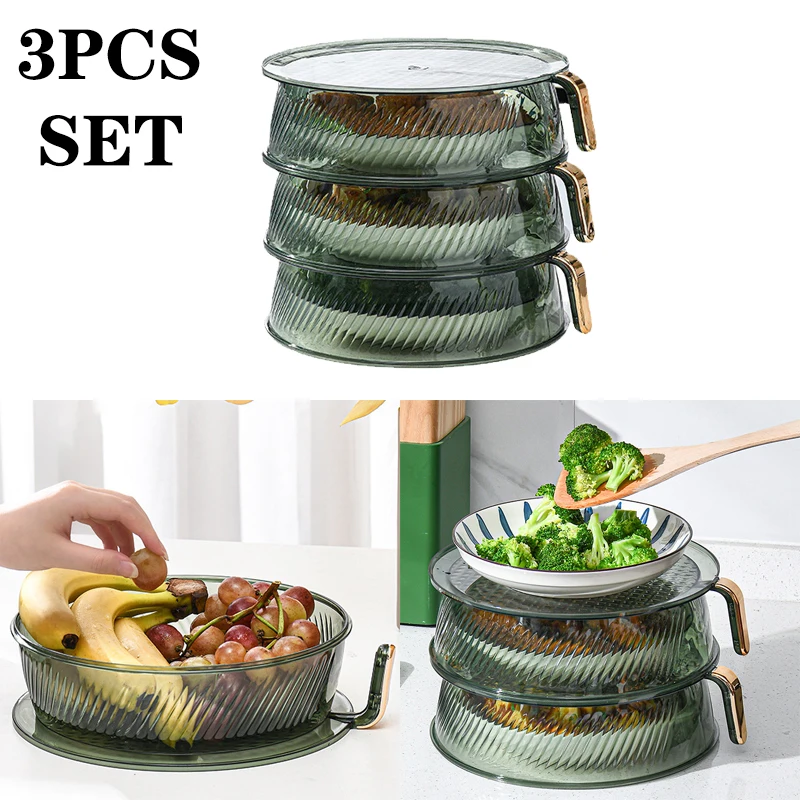 New Insulated Vegetable Cover Dustproof Fruit Platter Rack Stackable Kitchen Tool Space Save Anti Odor Refrigerator Storage Box