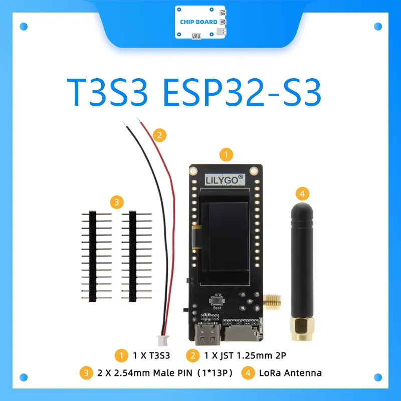 

T3S3 V1.0 ESP32-S3 LoRa SX1280 Плата разработки 2,4G Беспроводной модуль Wi-Fi Bluetooth 0,96-дюймовый OLED-дисплей Type-C