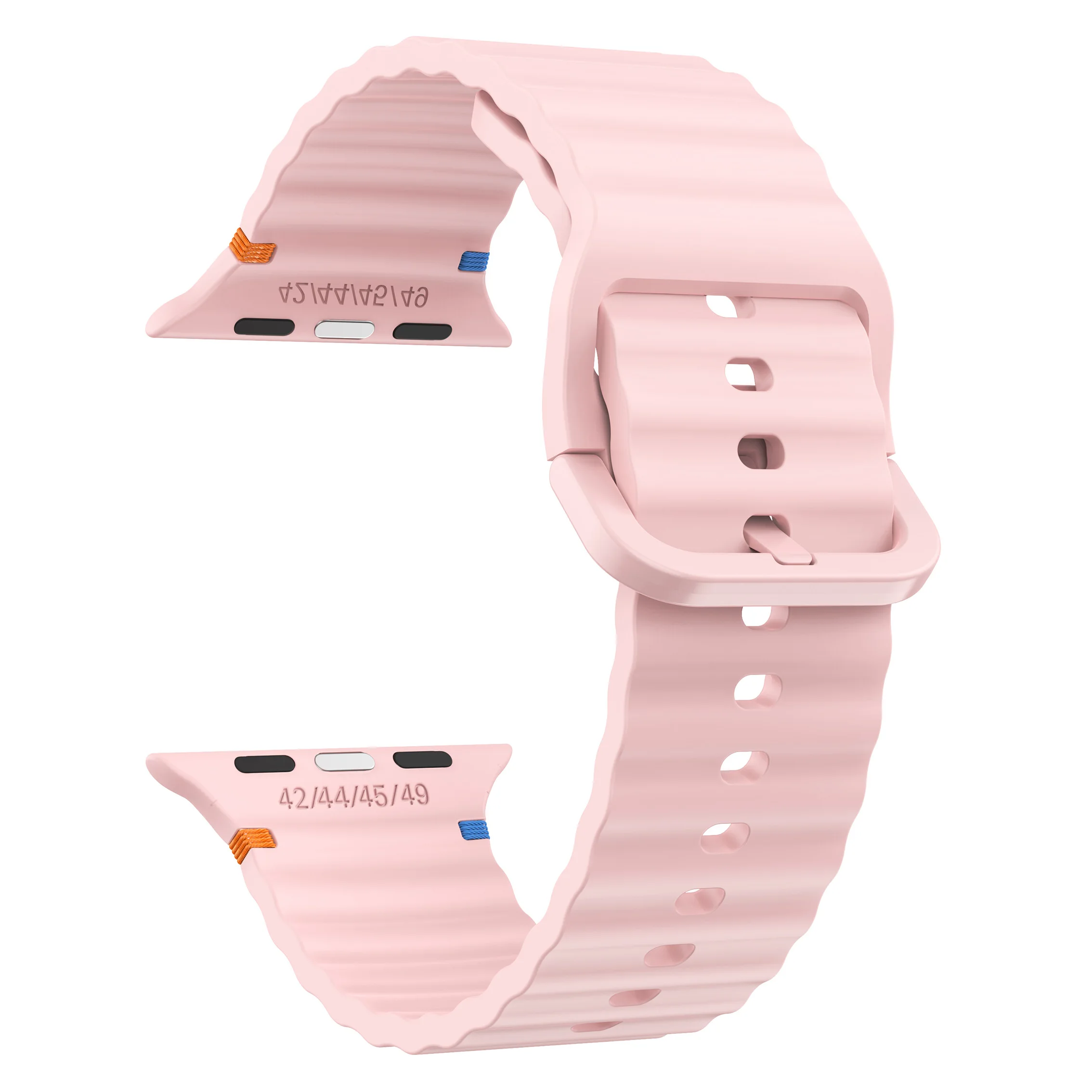 Wellenförmig genähtes Silikonarmband für Apple Watch 12 11 10 46mm 42mm Ultra 4/3/2 49mm Armband iWatch 9 8 SE 45mm 41mm 44mm Band – Detail 11