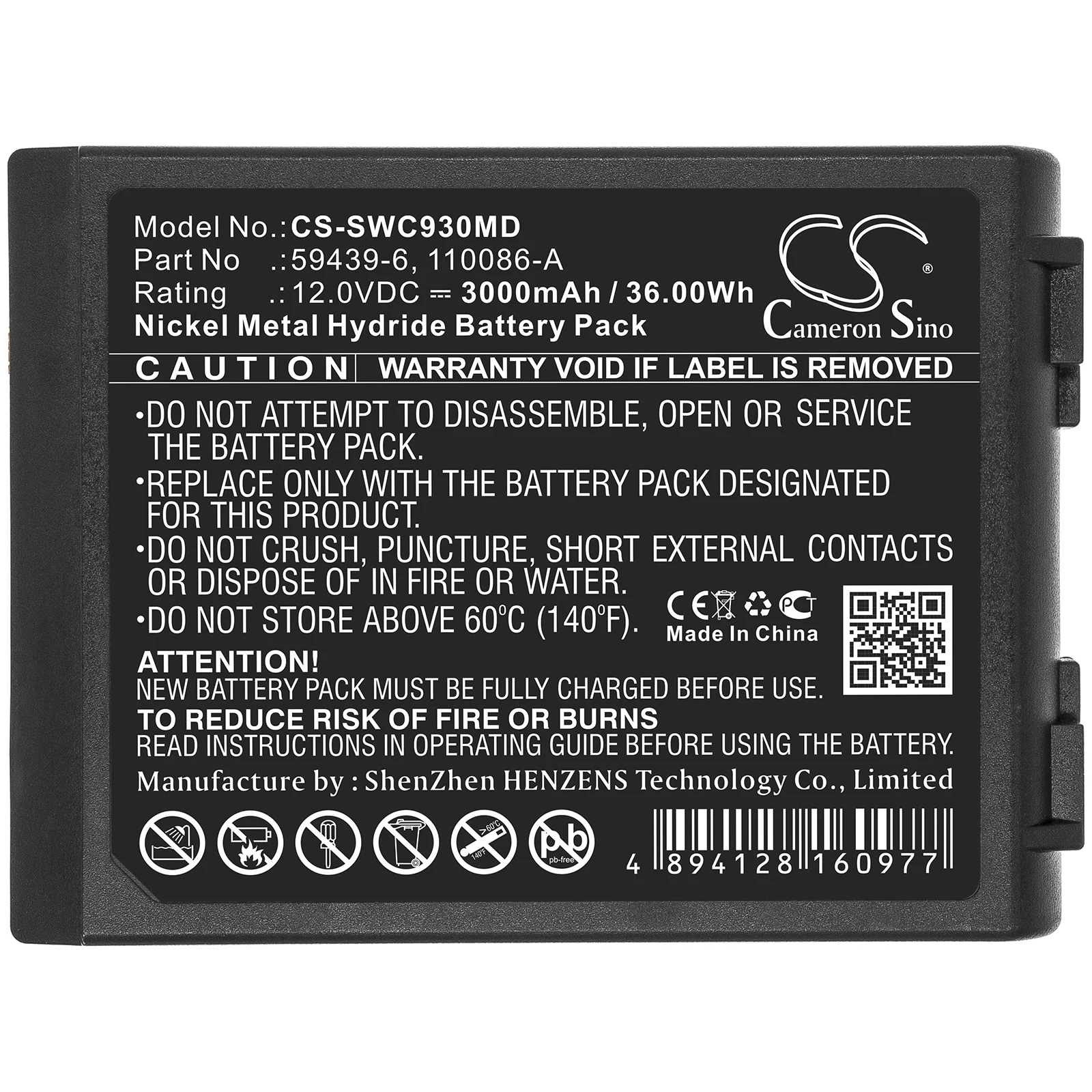 Cameron Sino3000mAh Battery For Simonson-Wheel Defibrillator Cardioaid 930 940 950 Defibrillator Cardio Aid MC+ 110086-A 59439-6