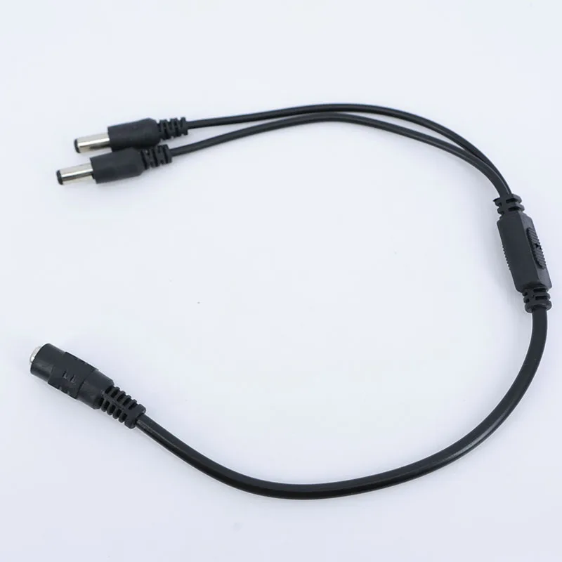 

10pcs 0.4M 40cm DC 12v 1 Female to 2 Male Splitter 2 way Plug connector Cable 24awg 2A 5.5mm*2.1 DC Power Supply jack Adapter T1