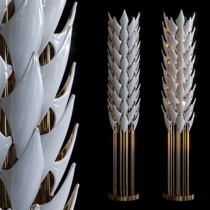 Modern Metal Ceramic Floor Lighting Nordic White Glass Crystal Custom Home Decoration Floor Lamp