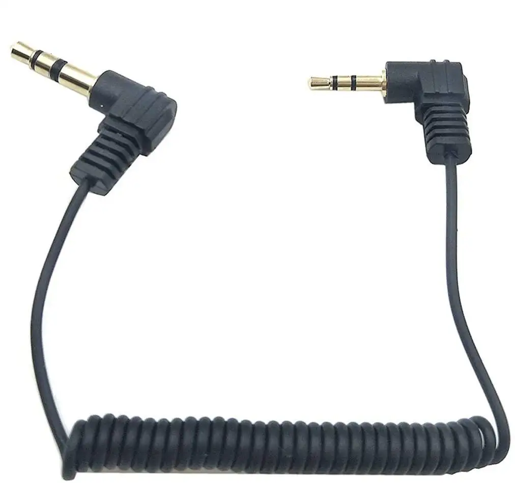 1Pack Mini Coiled 3.5mm to 2.5mm Audio Cable, 90 Degree 1/8