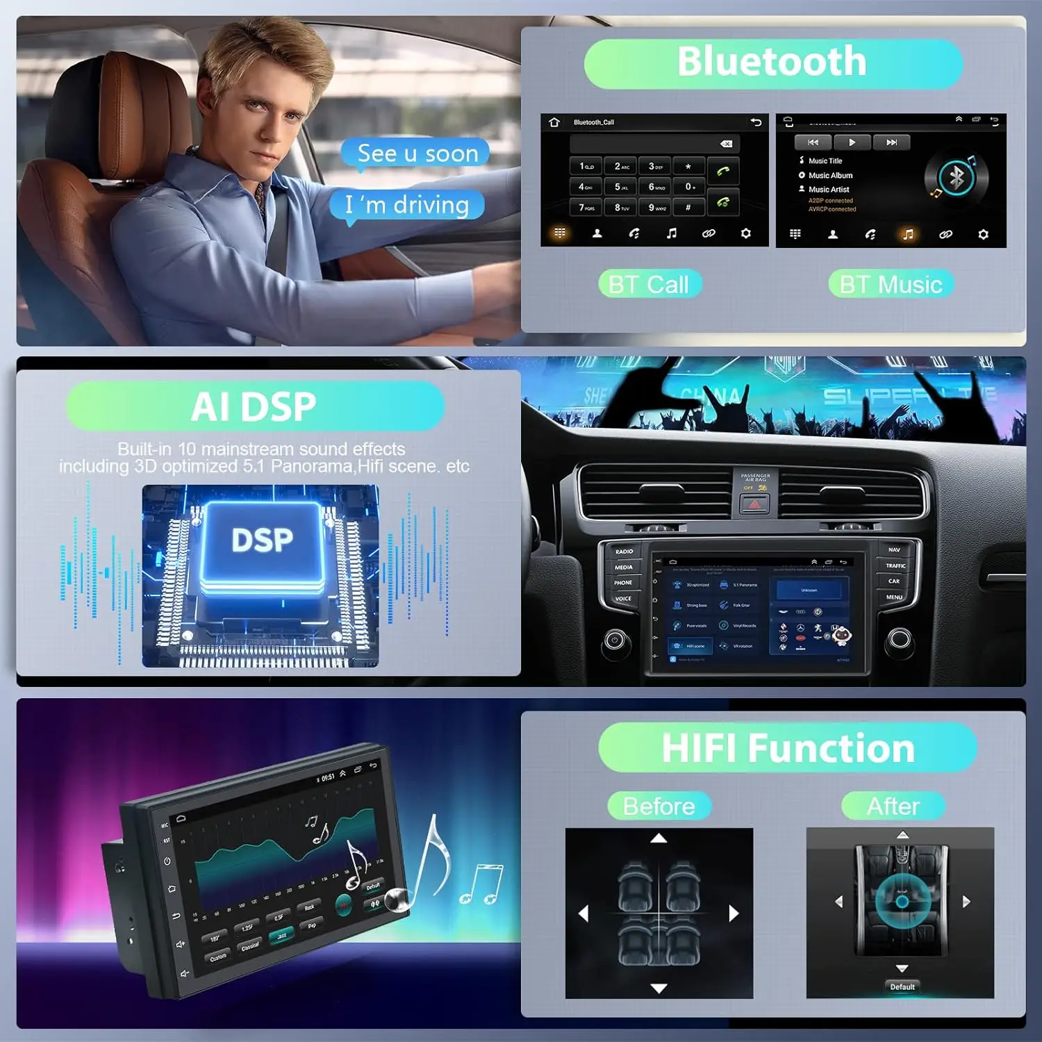 Universal 7 9 10″ Car Radio Android 11 Multimedia Player With Carplay GPS Navigation WiFi 2.5D IPS Screen For VW Toyota Ford KIA