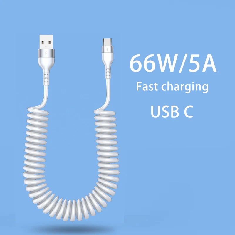 Auto-USB-Typ-C/Kabel Typ C zu Typ C/USB LIGHTNING Schnelles Ladekabel mit Teleskopfunktion für iPhone 16 15 14 Samsung Xiaomi OnePlus