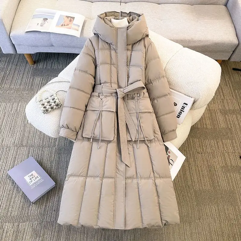 2025 nouveau hiver femmes Long coton manteau mode coupe ajustée à capuche chaud élégant Trench veste
