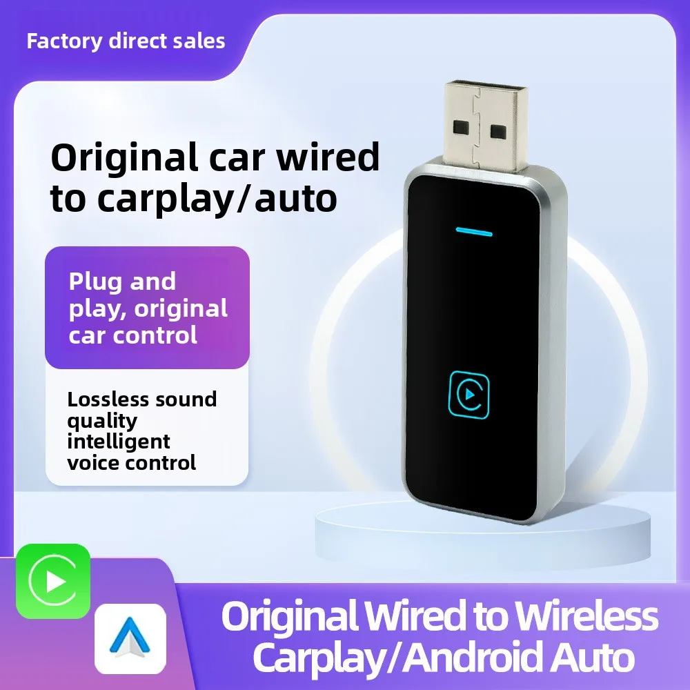 

2026 Super Mini 2in1 Wired toWireless CarPlay Android Auto AI Box, 5GHz WiFi,Compatible with 98% Original Wired CarPlay Vehicles