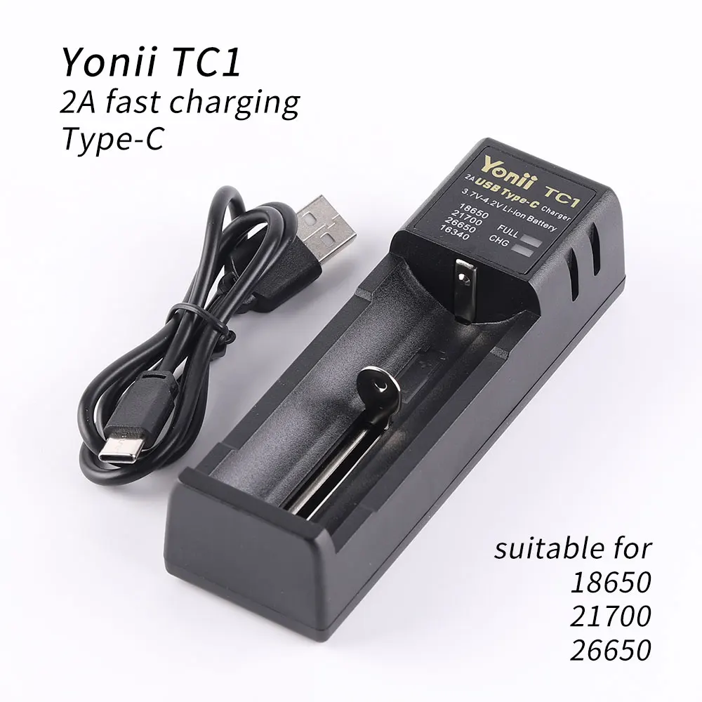 Yonii TC1 charger 2A charing TYPE-C ,suitable for 18650 26650 21700