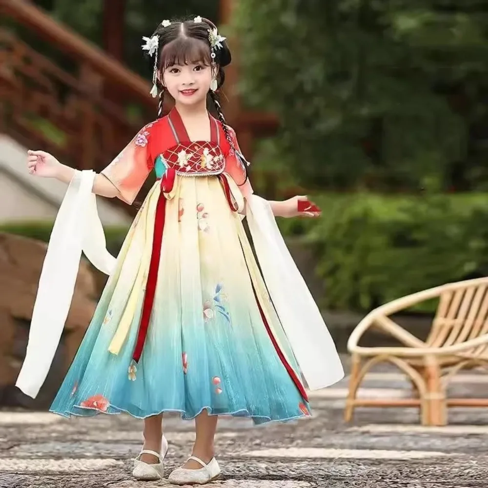 

Летнее платье принцессы Hanfu для девочек, детская одежда, детский костюм для косплея, платья феи, платья для девочек, длинная китайская одежда для малышей