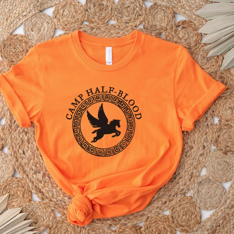 Pure Cotton ort Sve T-irt loween Pumpkin Women's irt Camp f Blood Mixed Blood Camp Orange Street Sle Loose Fit