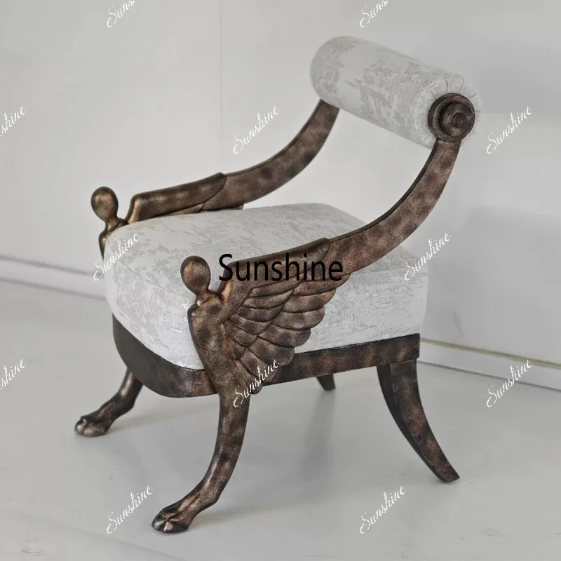 Italian light luxury pure copper velvet leisure chair villa creative design, single sofa