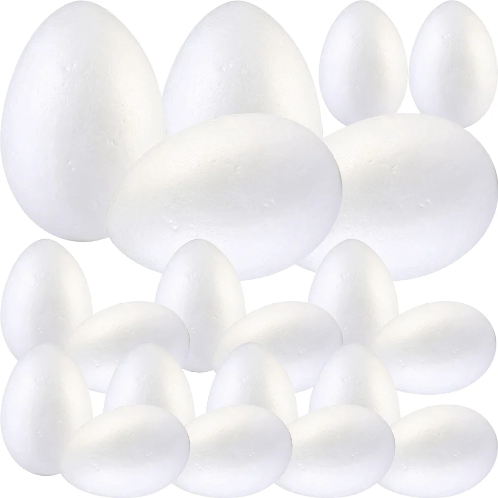 

20 Pcs Egg Solid Foam Blank Eggs Foams Easter Festival Ornament Graffiti DIY Crafts White