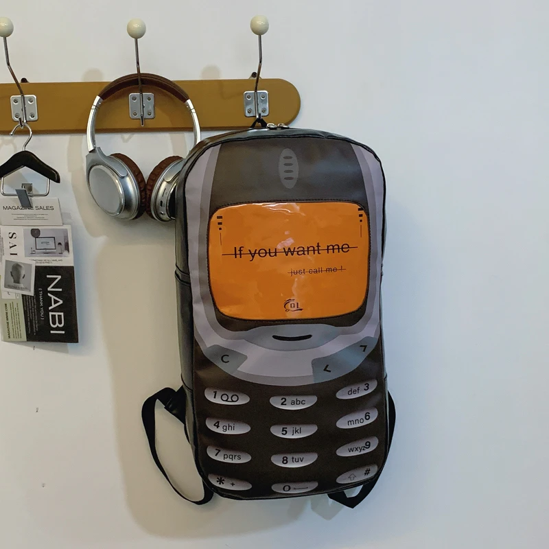 حقيبة ظهر للسفر مبتكرة على شكل هاتف محمول، سعة كبيرة من البولي يوريثان، حقيبة ظهر عصرية للطلاب، حزام قابل للتعديل للرجال والنساء والأولاد والبنات #1