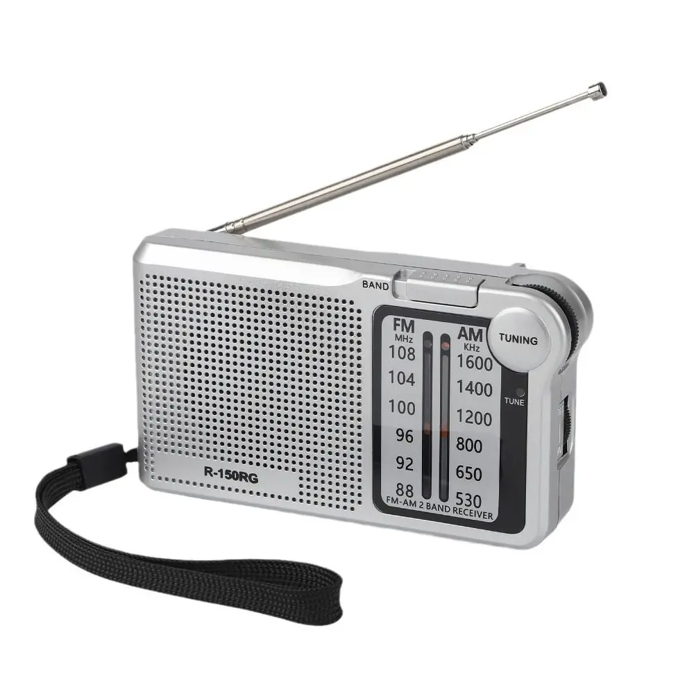 Pointer Radio 150RG AM/FM Radio Headphone Jack Two Band Receive Pocket Radio Black Silver Mini Small Radio Outdoor Use