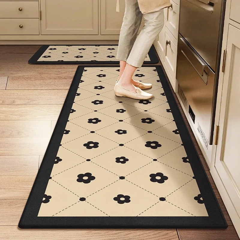Non-slip Kitchen Mat for Floor Waterproof Anti-fouling Oil-proof Long Strip Runner Rugs Kitchen Carpet PVC Leather Washable Mats