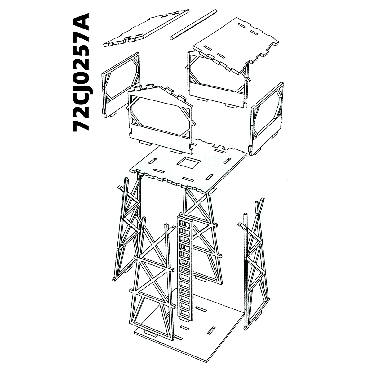 Architekturmodell zum Zusammenbauen, Sandtisch, Wachturm, Wachposten, Miniaturgebäude, Diorama, Maßstabsmodellbausatz, Maßstab 1:72 – Detail 5