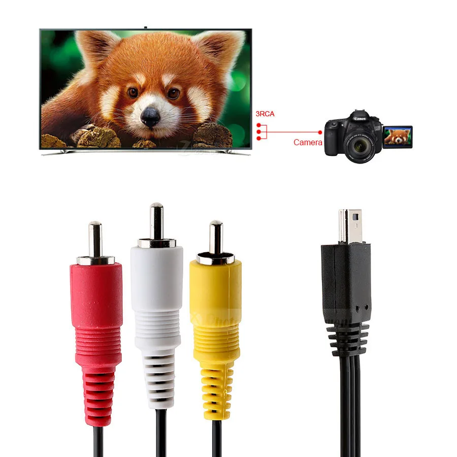 Camera Video Audio AV Cable Mini USB to 3 RCA for Canon 5D Mark II 5D Mark III 1D X SX700 HS SX710 HS SX170 IS