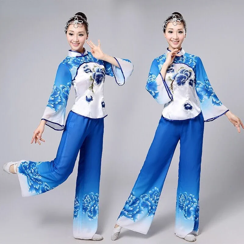 

Yangko Dance Wear National Fan Outfit Chinese Traditional Dance Costume Fairy Folk Dress Elegant Umbrella National