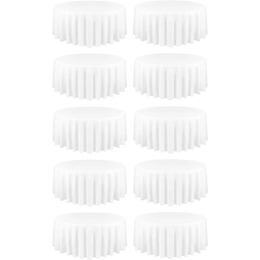 

10 Pack White Tablecloths for Round Tables 108 Inch Tablecloth Round Table Cloths Polyester Tablecloths for Rectangle Tables Fab