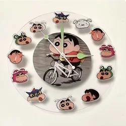 Kawaii Anime Crayon Shin-chan Acrylic Clock Cute Creative Simple Desktop Pendant House Decoration Wall Hanging Clock Gift