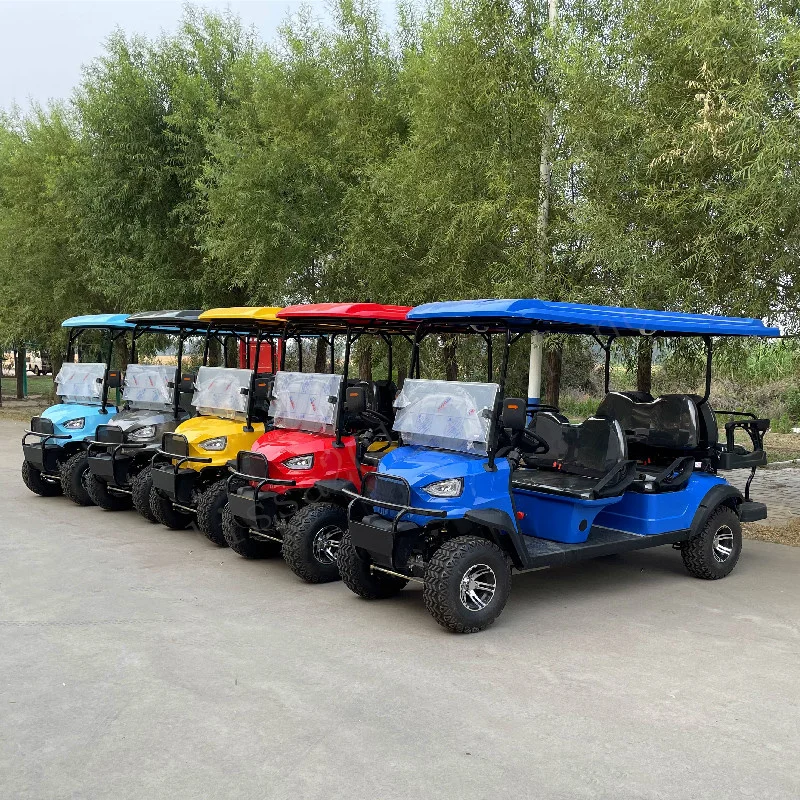 

China Factory Customized Mini Gasoline or Electric Lift Golf Cart with 60V Battery Powered 4 Seater Off Road Club Car for Sale