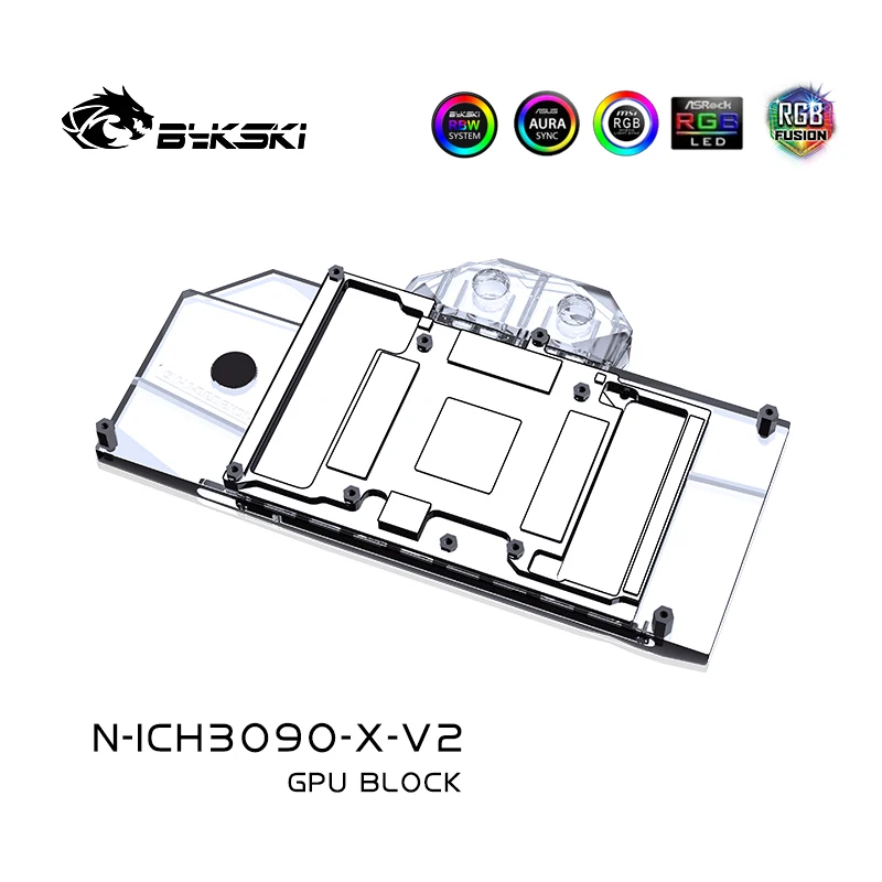 Bykski N-ICH3090-X-V2 GPU Water Block For INNO3D/AX RTX3090/3080 Ice Dragon Super Edition Graphics Card Cooler Radiator RGB AURA