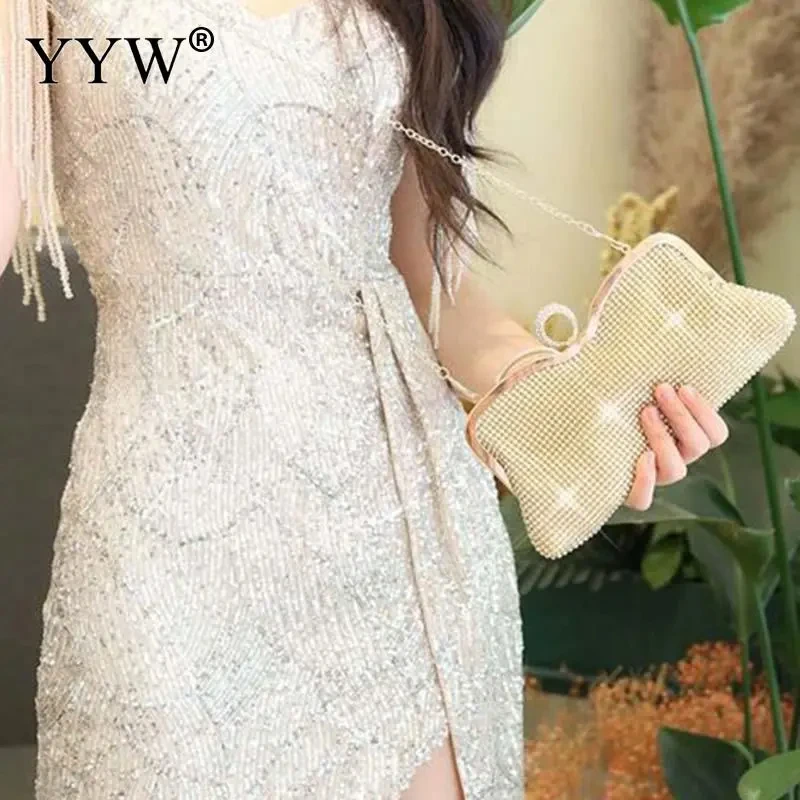 Women Evening Clutch Handbag Diamond Ring Clutches Shoulder Messenger Bags Bridal Wedding Purse Party Banquet Gold Bolsas Mujer