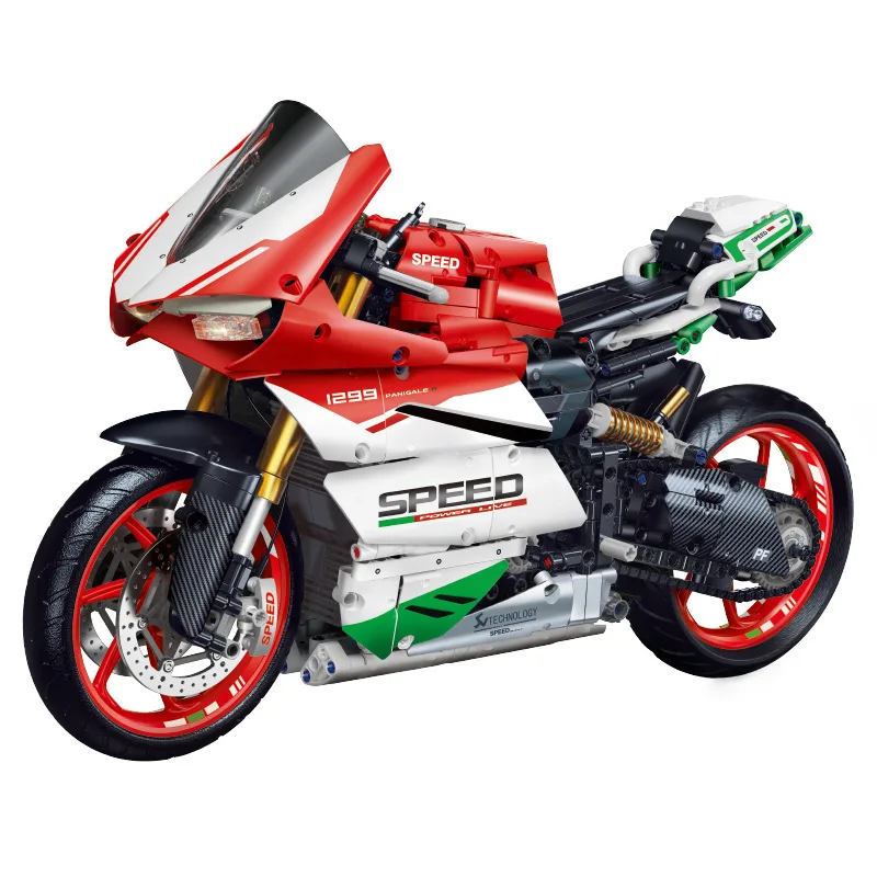 

IN STOCK 1:5 MOC Technical Motorcycle Building Blocks Model Bricks Assembling Toys for Children Birthday Gift Set