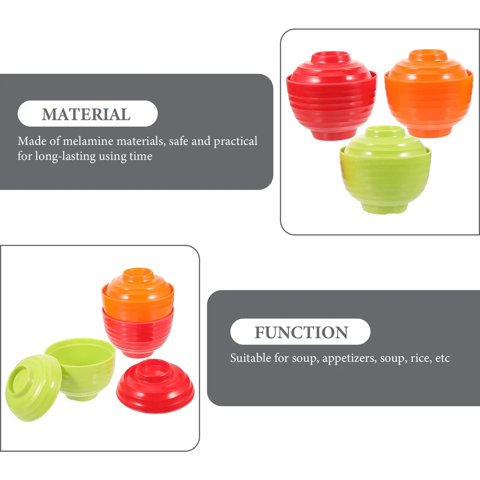 

3Pcs Covered Soup Bowl Japanese Rice Bowls Reusable Steaming Bowls for Home Kitchen Serving Japanese Dishes Noodles Bowl