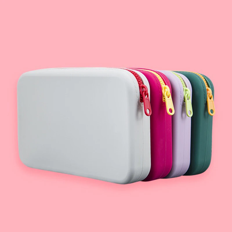 Square Silicone Cosmetic Storage Bag Large Capacity Travel Makeup Brush Holder Portable Cosmetic Waterproof Organizer